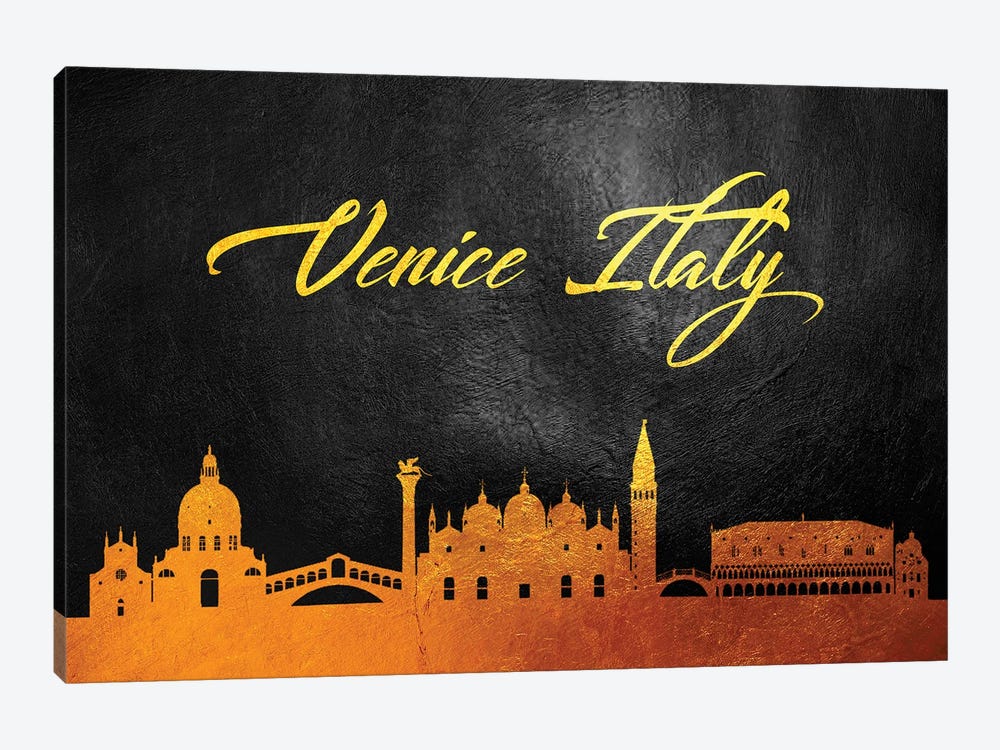 Venice Italy Gold Skyline by Adrian Baldovino 1-piece Canvas Art Print