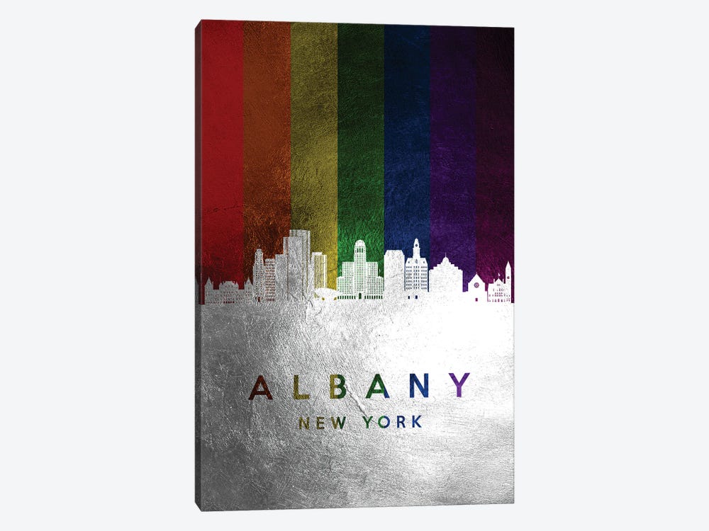 Albany New York Spectrum Skyline by Adrian Baldovino 1-piece Canvas Art Print