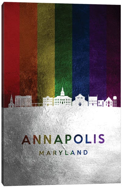 Annapolis Maryland Spectrum Skyline Canvas Art Print - Silver Art