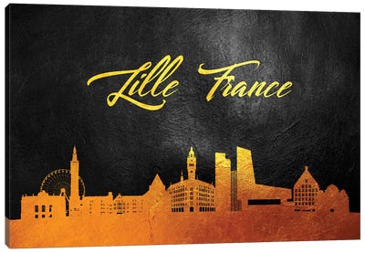Lille France Gold Skyline Canvas Art Print