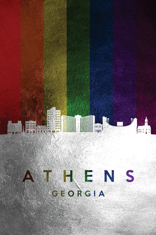 Athens Georgia Spectrum Skyline by Adrian Baldovino wall art