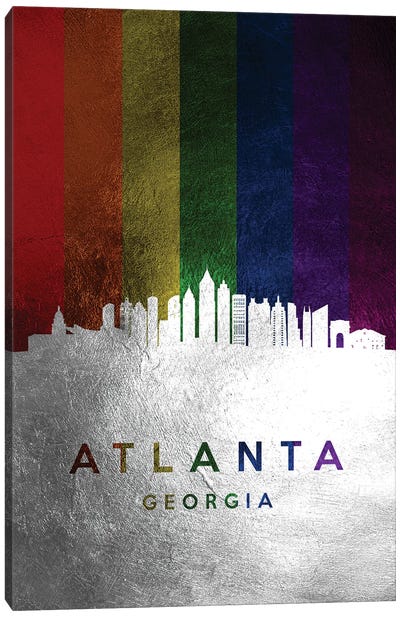 Atlanta Georgia Spectrum Skyline Canvas Art Print - Silver Art
