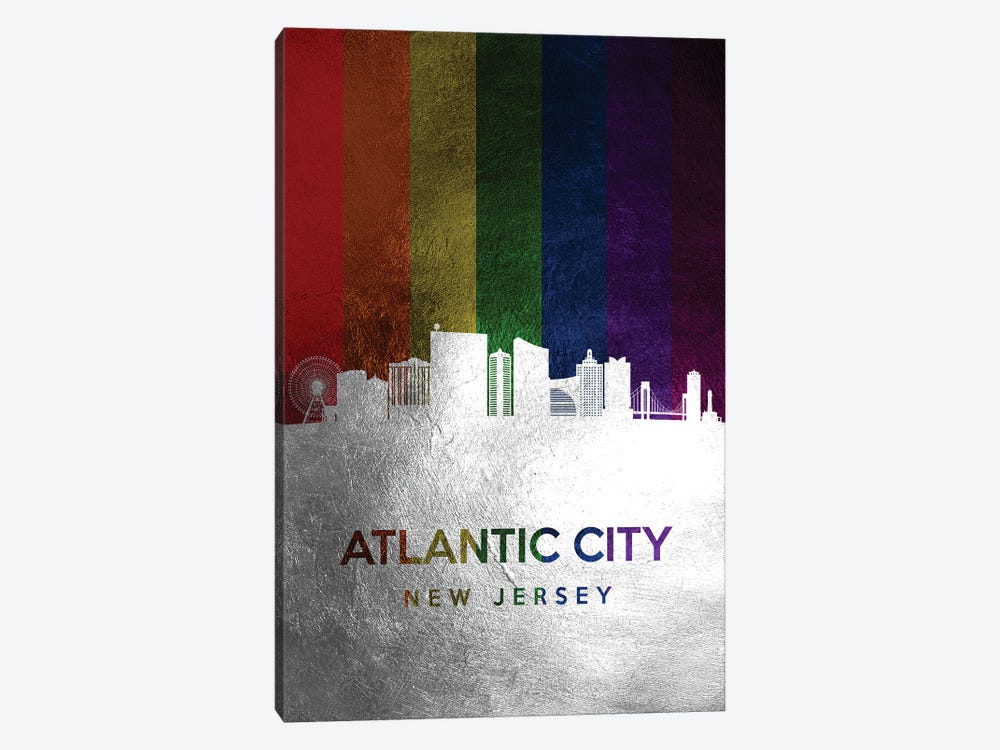 Atlantic City New Jersey Spectrum Skyline by Adrian Baldovino 1-piece Canvas Wall Art