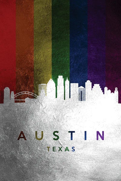 Austin Texas Spectrum Skyline by Adrian Baldovino framed wall art
