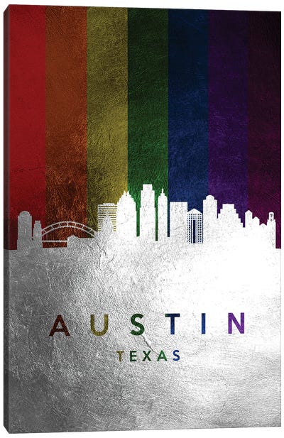 Austin Texas Spectrum Skyline Canvas Art Print - Silver Art