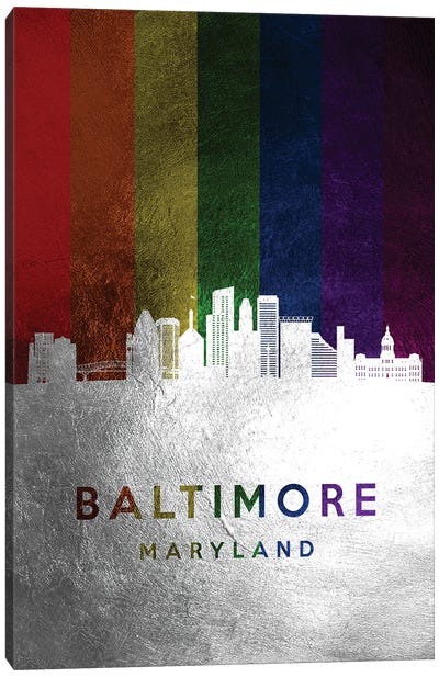 Baltimore Maryland Spectrum Skyline Canvas Art Print - Silver Art