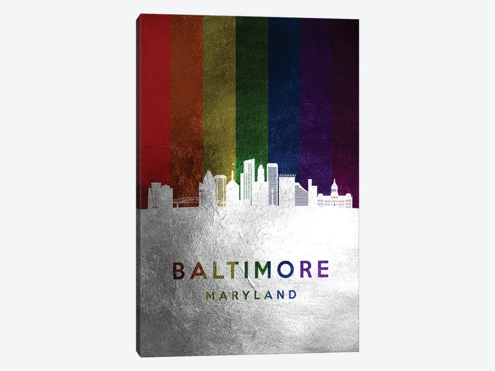 Baltimore Maryland Spectrum Skyline by Adrian Baldovino 1-piece Canvas Wall Art