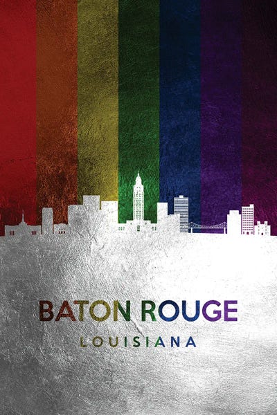 Baton Rouge Louisiana Spectrum Skyline by Adrian Baldovino canvas print