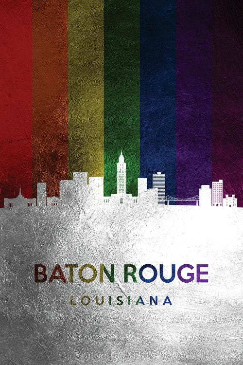 Baton Rouge Louisiana Spectrum Skyline by Adrian Baldovino wall art