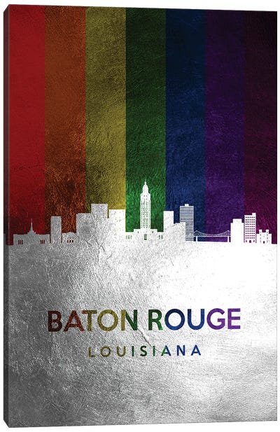 Baton Rouge Louisiana Spectrum Skyline Canvas Art Print