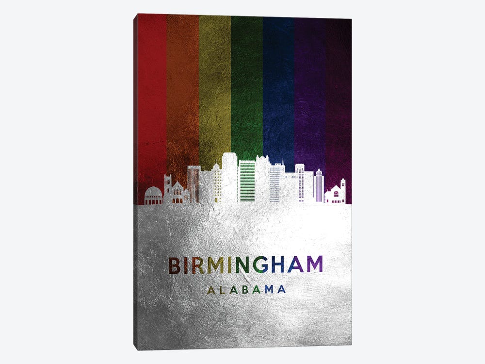 Birmingham Alabama Spectrum Skyline by Adrian Baldovino 1-piece Canvas Wall Art
