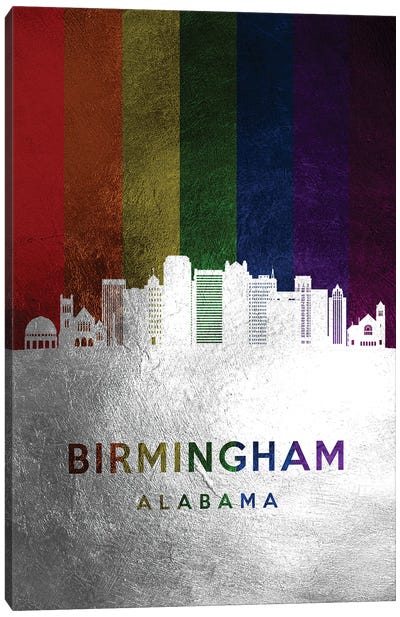 Birmingham Alabama Spectrum Skyline Canvas Art Print - LGBTQ+ Art