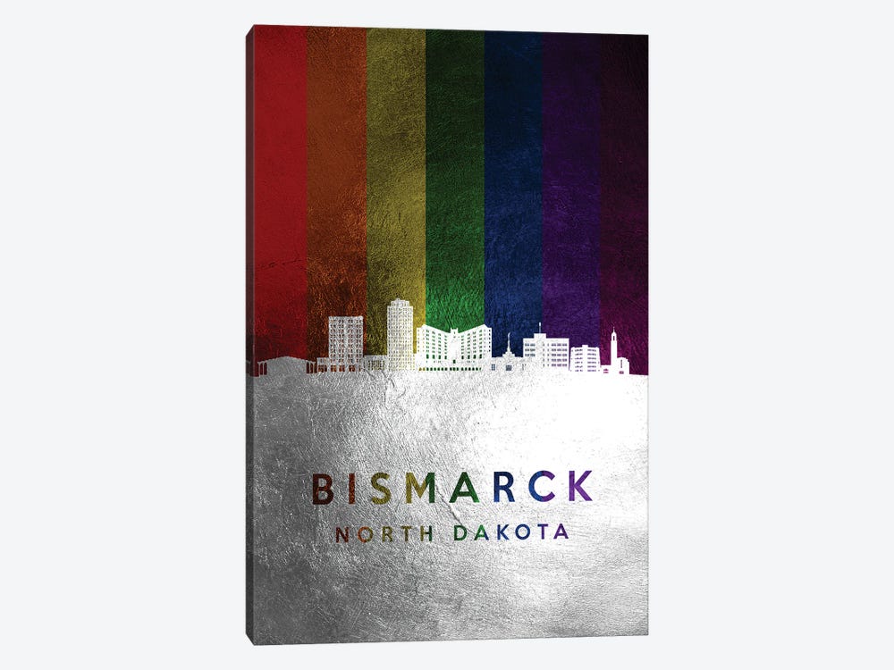 Bismarck North Dakota Spectrum Skyline by Adrian Baldovino 1-piece Canvas Print