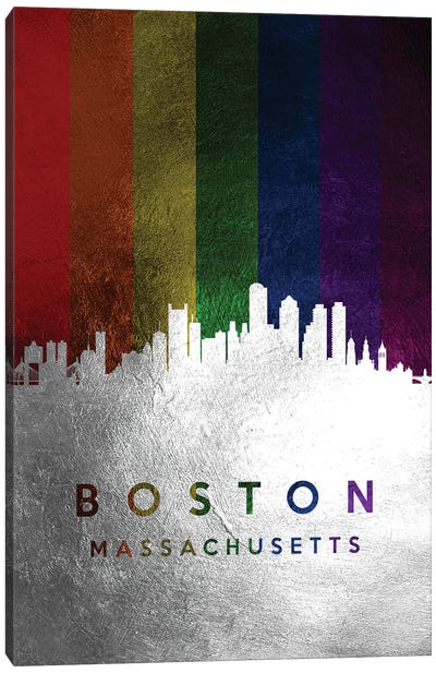 Boston Massachusetts Spectrum Skyline Canvas Art Print - Silver Art