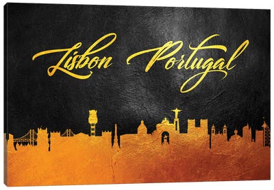 Lisbon Portugal Gold Skyline Canvas Art Print - Lisbon