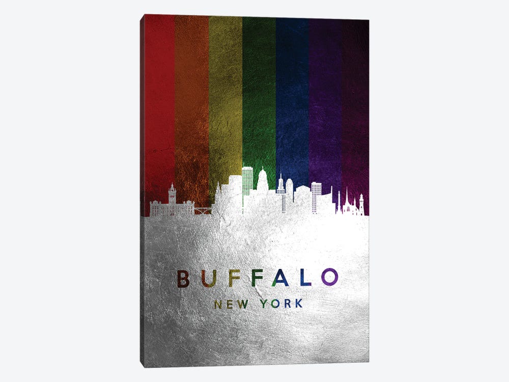 Buffalo New York Spectrum Skyline by Adrian Baldovino 1-piece Canvas Art