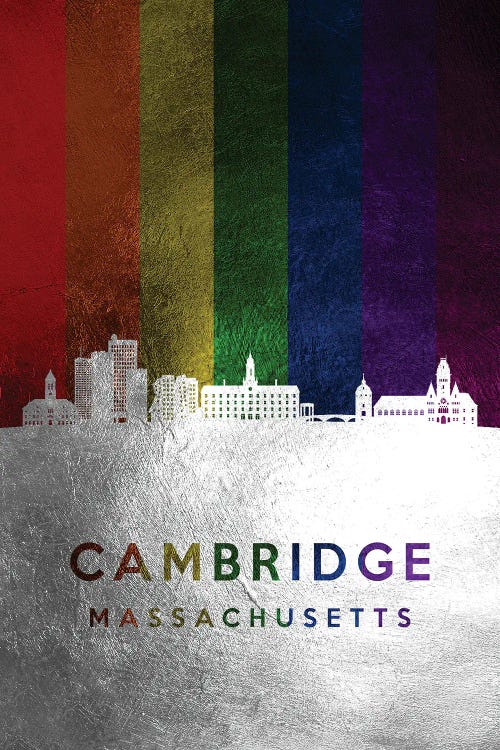 Cambridge Massachusetts Spectrum Skyline by Adrian Baldovino wall art