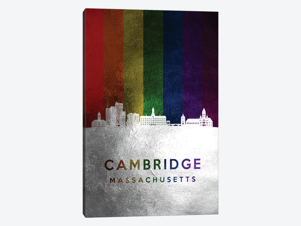 Cambridge Massachusetts Spectrum Skyline by Adrian Baldovino 1-piece Canvas Print