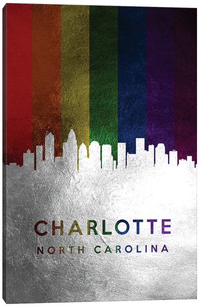 Charlotte North Carolina Spectrum Skyline Canvas Art Print - Charlotte Art