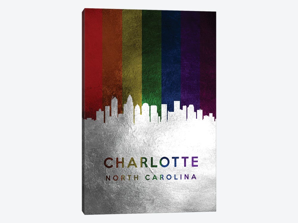 Charlotte North Carolina Spectrum Skyline by Adrian Baldovino 1-piece Canvas Art