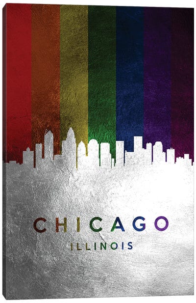 Chicago Illinois Spectrum Skyline Canvas Art Print - Silver Art