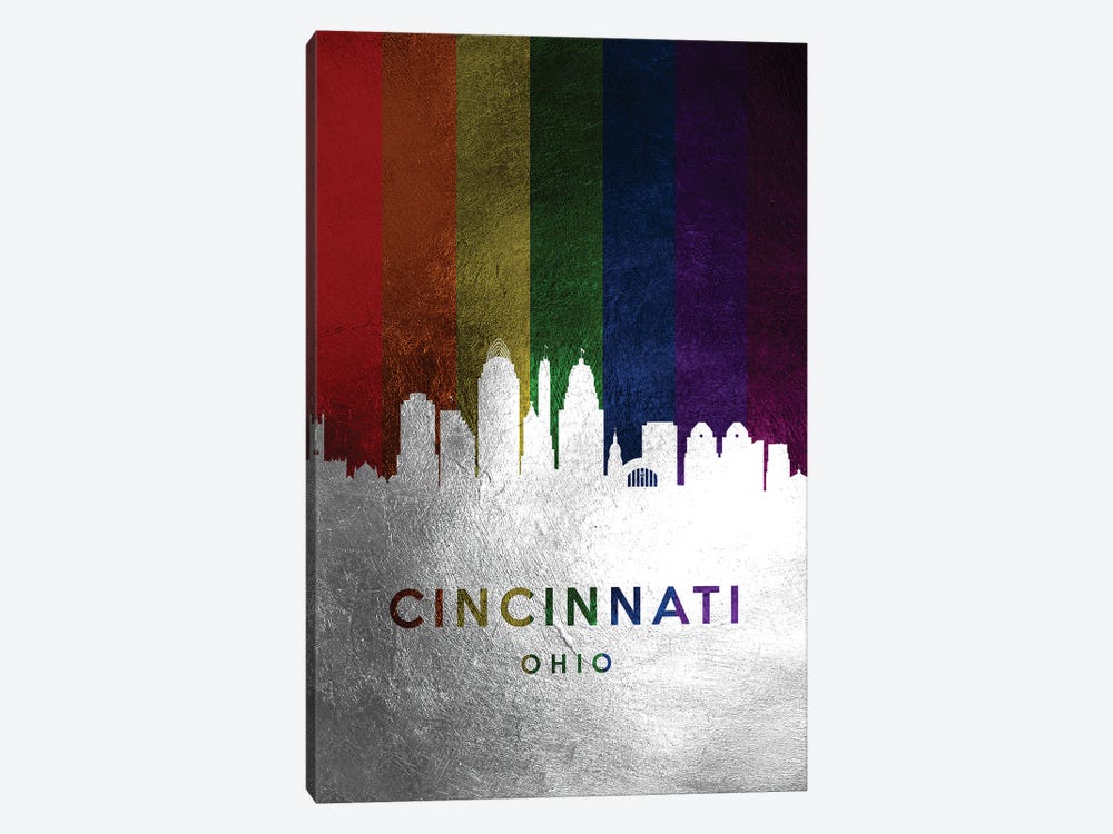 Cincinnati Ohio Spectrum Skyline by Adrian Baldovino 1-piece Canvas Wall Art