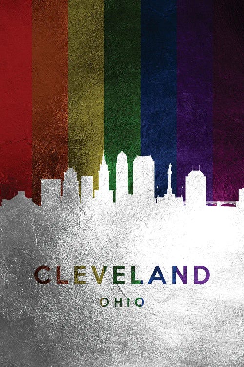 Cleveland Ohio Spectrum Skyline by Adrian Baldovino wall art