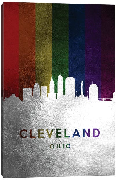 Cleveland Ohio Spectrum Skyline Canvas Art Print - Silver Art