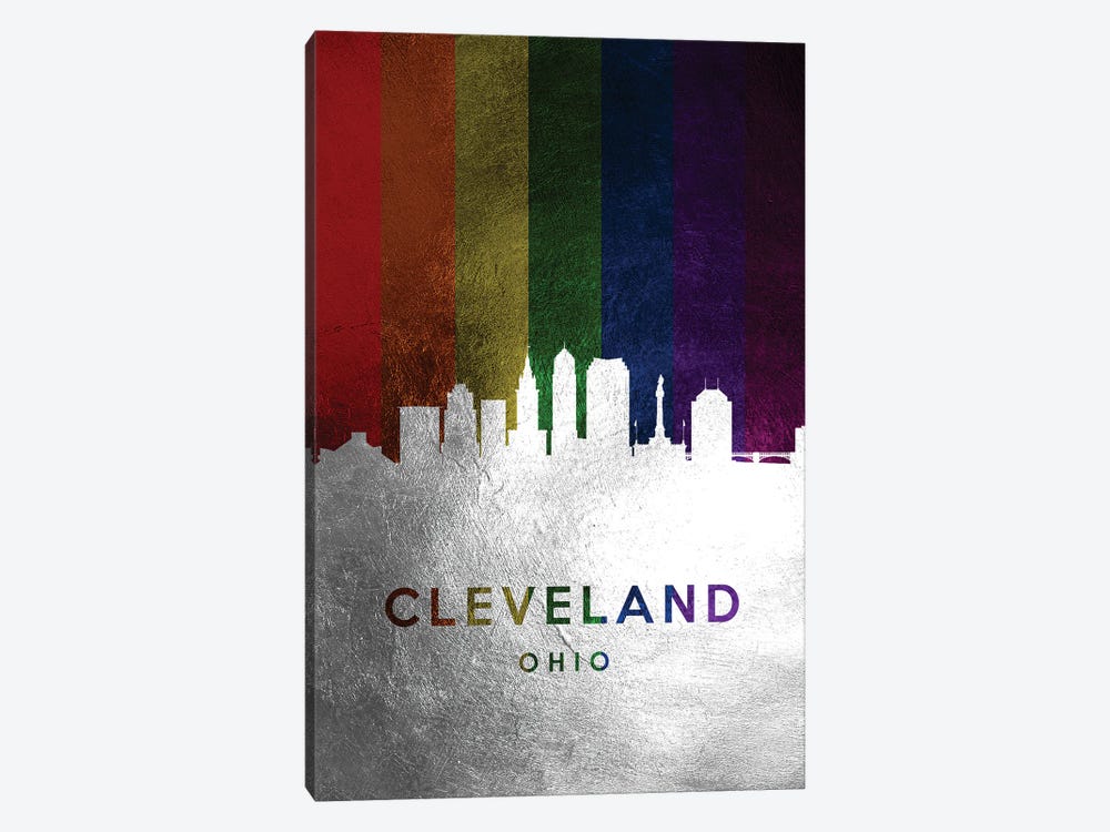 Cleveland Ohio Spectrum Skyline by Adrian Baldovino 1-piece Canvas Art Print