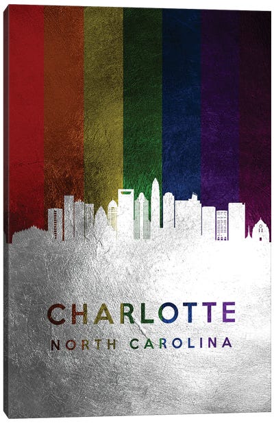 Charlotte North Carolina Spectrum Skyline 2 Canvas Art Print - LGBTQ+ Art