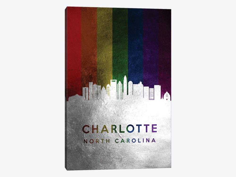 Charlotte North Carolina Spectrum Skyline 2 by Adrian Baldovino 1-piece Canvas Wall Art