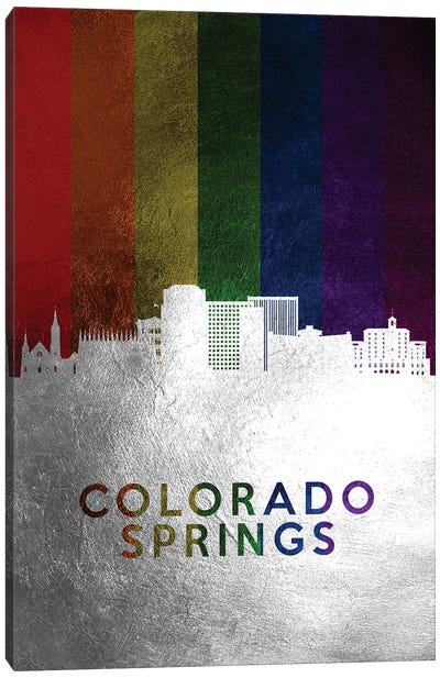 Colorado Springs Spectrum Skyline Canvas Art Print - Silver Art