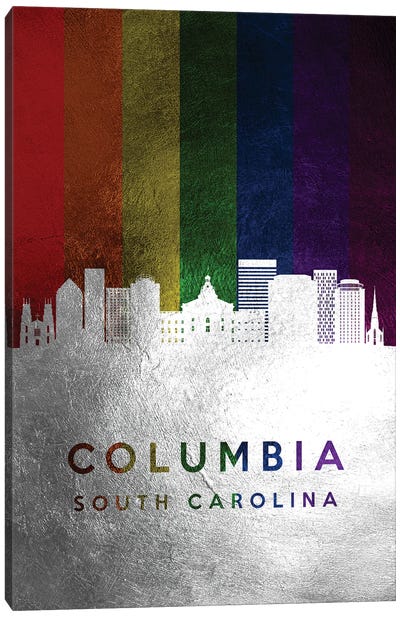 Columbia South Carolina Spectrum Skyline Canvas Art Print - LGBTQ+ Art