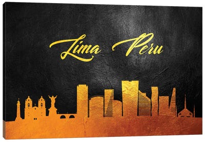 Lima Peru Gold Skyline Canvas Art Print - Peru