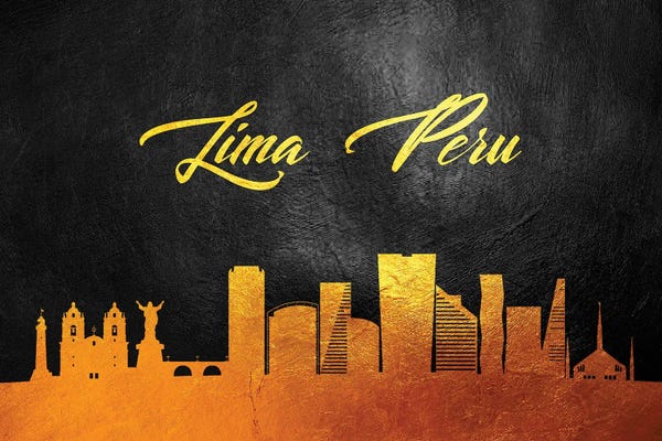 Lima: Lima Peru Gold Skyline by Adrian Baldovino