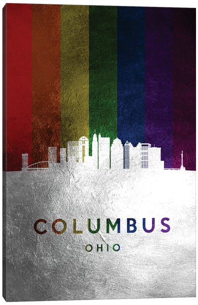 Columbus Ohio Spectrum Skyline Canvas Art Print - Silver Art