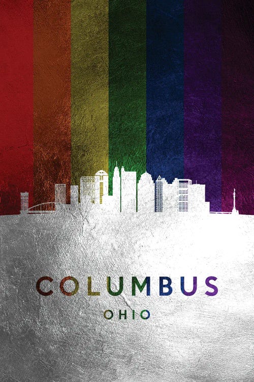 Columbus Ohio Spectrum Skyline by Adrian Baldovino wall art