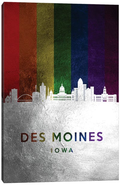 Des Moines Iowa Spectrum Skyline Canvas Art Print - Des Moines