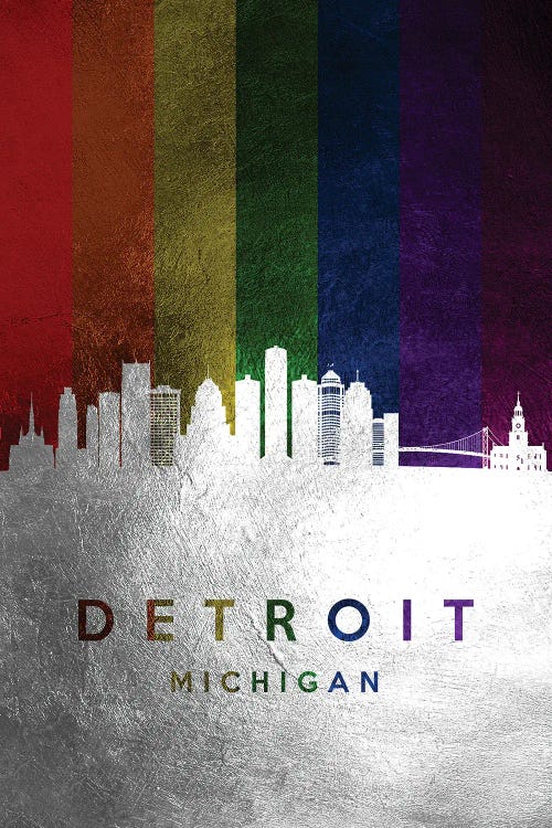 Detroit Michigan Spectrum Skyline by Adrian Baldovino wall art