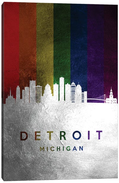 Detroit Michigan Spectrum Skyline Canvas Art Print - Michigan Art