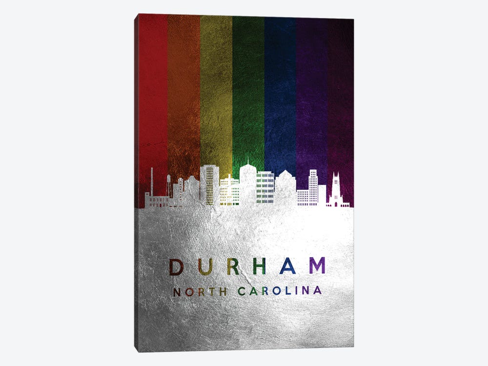 Durham North Carolina Spectrum Skyline by Adrian Baldovino 1-piece Art Print