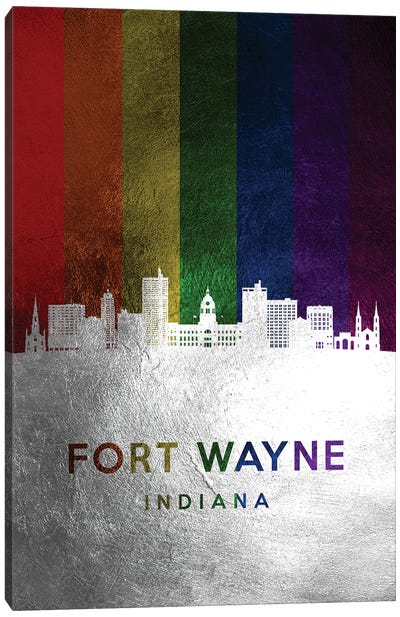 Fort Wayne Indiana Spectrum Skyline Canvas Art Print - Indiana Art