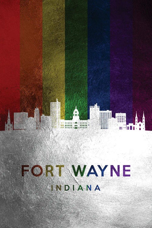 Fort Wayne Indiana Spectrum Skyline by Adrian Baldovino wall art
