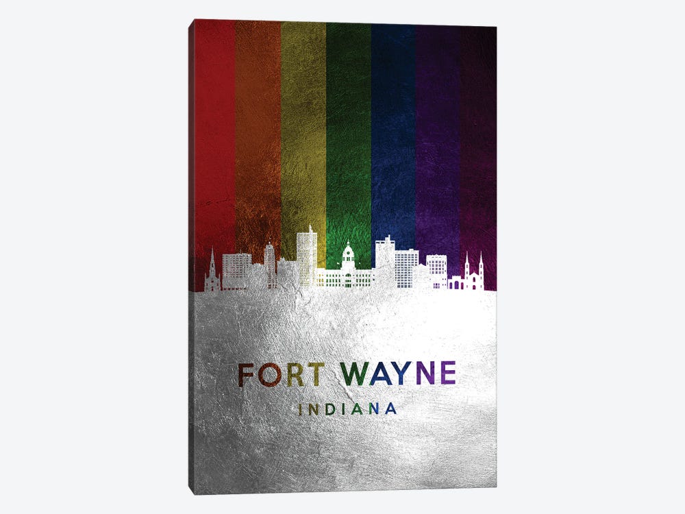 Fort Wayne Indiana Spectrum Skyline by Adrian Baldovino 1-piece Art Print