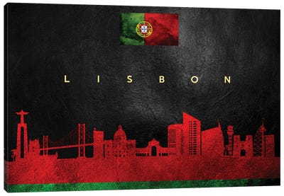 Lisbon Portugal Skyline Canvas Art Print - International Flag Art