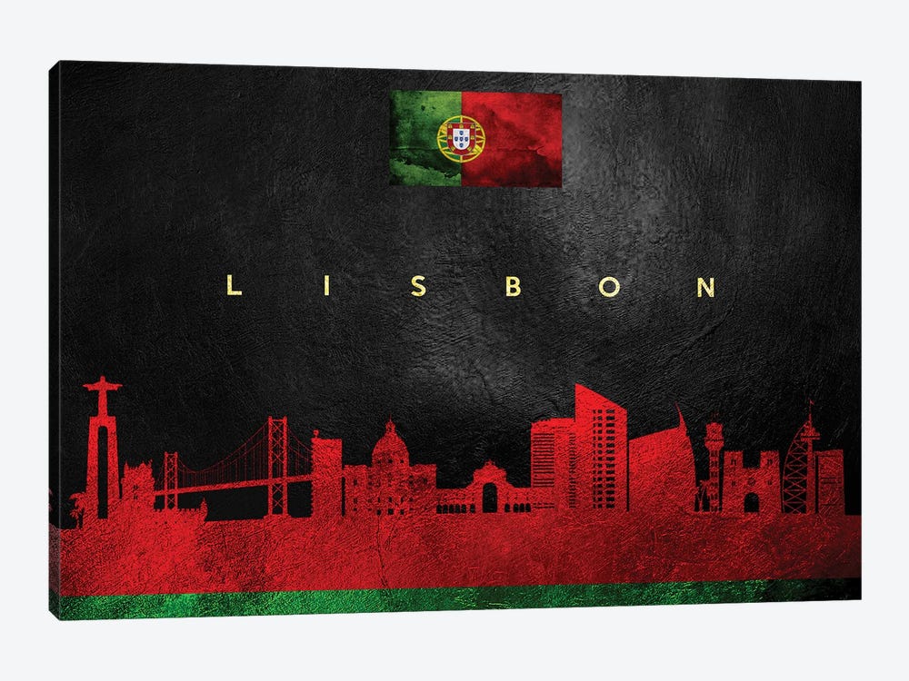 Lisbon Portugal Skyline by Adrian Baldovino 1-piece Canvas Art Print
