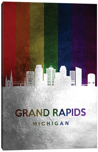 Grand Rapids Michigan Spectrum Skyline Canvas Art Print - Michigan Art