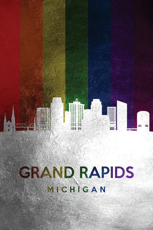 Grand Rapids Michigan Spectrum Skyline by Adrian Baldovino wall art