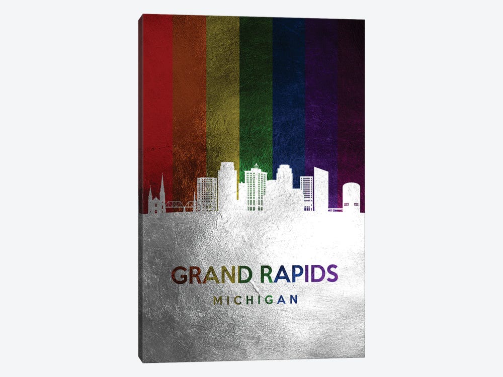 Grand Rapids Michigan Spectrum Skyline by Adrian Baldovino 1-piece Canvas Art