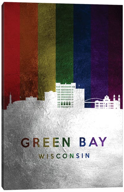 Green Bay Wisconsin Spectrum Skyline Canvas Art Print - Wisconsin Art